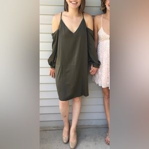 ASOS Satin Cold Shoulder Longsleeve Cocktail Dress